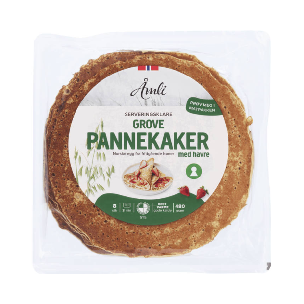 Wholegrain Pancakes Pre-cooked - Pannekaker Grove Stekte 480g Åmli